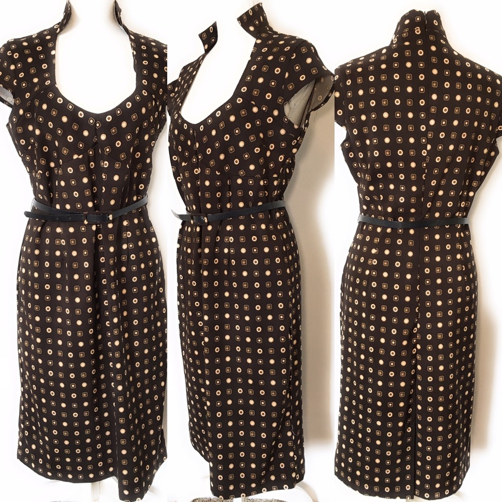 Snap brown dress, Belted, Sz 11